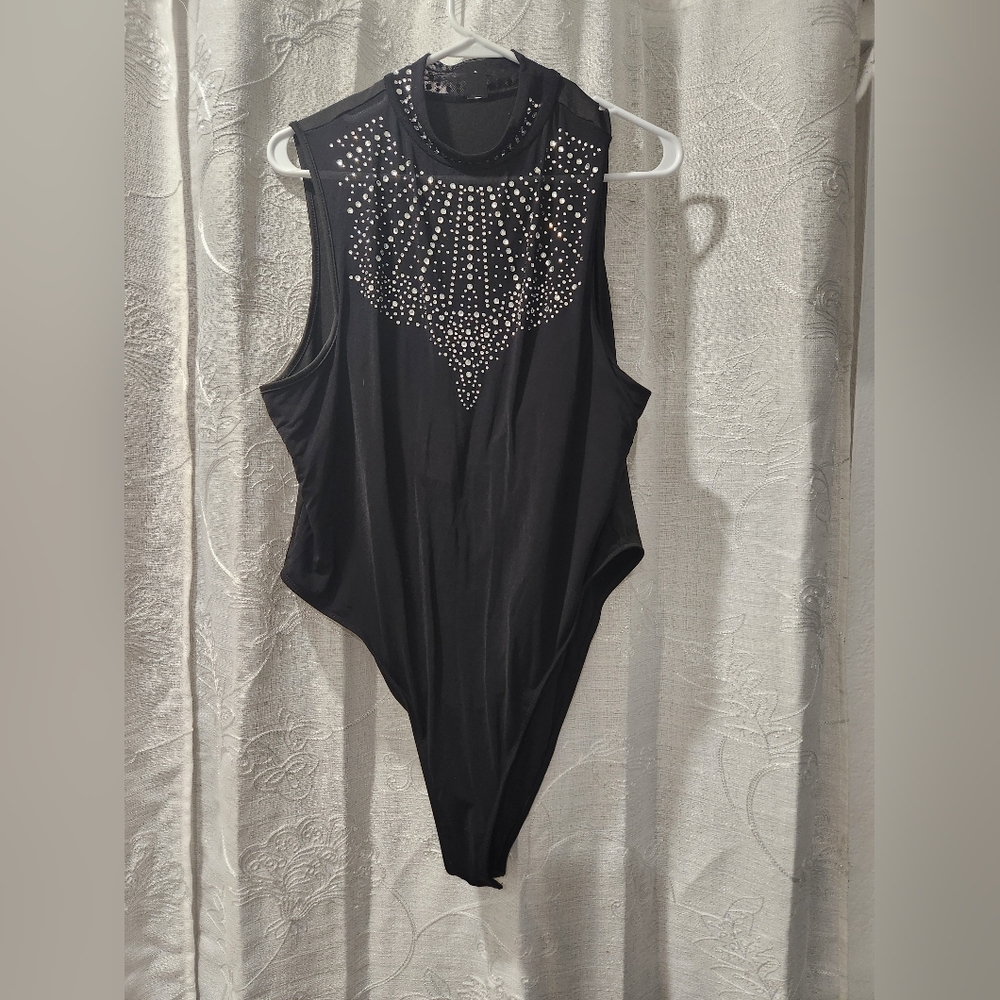 Black Embellished Bodysuit
